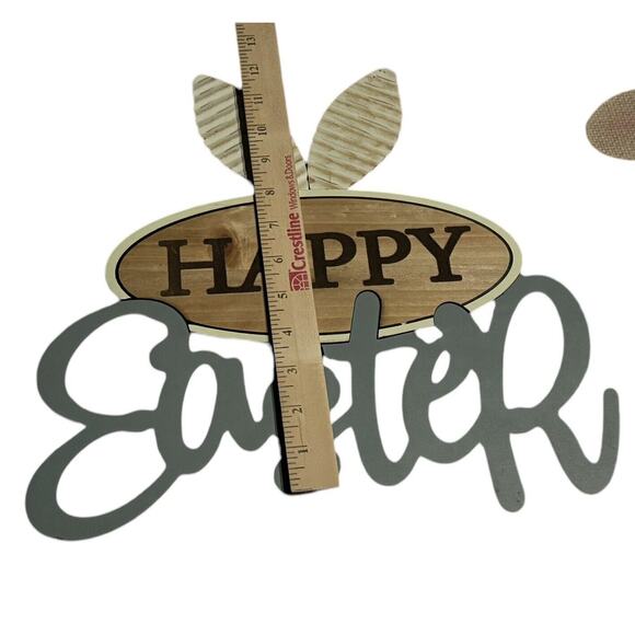 Happy Easter Hanging Wall Sign Rabbit Ear Decor Bunny Door Holiday Wreath Egg - Picture 3 of 8